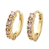 Luxury Pink Cubic Zirconia Huggie Hoop Earrings EJEW-C012-04-3