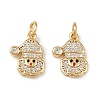 Christmas Brass Micro Pave Cubic Zirconia Charms KK-L255-18G-04-1