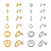 48Pcs 12 Styles 201 Stainless Steel Stud Earring Findings EJEW-TA0001-06-2