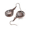 Natural Rose Quartz Teardrop Dangle Earrings EJEW-B055-02R-19-2