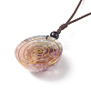 Natural Mixed Gemstone Half Round with Shell Pendant Necklace NJEW-C031-03B-4