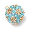 Electroplate Glass & Round Rocailles & Glass Pearl Beaded Pendants PALLOY-MZ00879-04-3