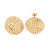 Texture Flat Round 304 Stainless Steel Stud Earrings for Women EJEW-K278-24G-2
