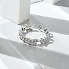 Butterfly Clear Cubic Zirconia Cuff Rings RJEW-G337-15P-2
