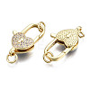 Brass Micro Pave Clear Cubic Zirconia Lobster Claw Clasps KK-Q769-037-NF-2