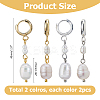 2 Pairs 2 Colors Natural Cultured Freshwater Pearl Hoop Earrings EJEW-HS00005-2