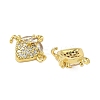 Brass Pave Clear Cubic Zirconia Fruit Connector Charms KK-Z109-01G-01-2