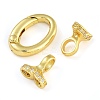 Rack Plating Brass Micro Pave Clear Cubic Zirconia Fold Over Clasps KK-A234-003G-01-2