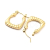 Texture Rectangle 304 Stainless Steel Hoop Earrings for Women EJEW-C067-08G-2