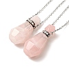 Openable Faceted Natural & Synthetic Mixed Stone Perfume Bottle Pendant Necklaces for Women NJEW-F296-03P-2