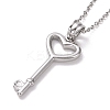 Non-Tarnish 304 Stainless Steel Heart Skeleton Key Pendant Necklace for Women LS-STAS-E154-17P-3