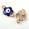 Light Gold Alloy Enamel Evil Eye Links connectors ENAM-Q032-09B-2