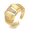 Rack Plating Brass Micro Pave Cubic Zirconia Cuff Finger Rings for Women RJEW-C114-12B-G-1