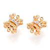 925 Sterling Silver Pave Clear Cubic Zirconia Flower Beads STER-T008-40G-2