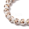 Handmade Flower Printed Porcelain Ceramic Beaded Stretch Bracelets BJEW-JB11910-02-3