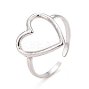 Non-Tarnish 304 Stainless Steel Open Heart Cuff Ring for Women X-RJEW-C025-22P-1