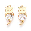 Brass Pave Cubic Zirconia Pendants KK-T071-43G-1