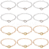 12Pcs 2 Colors Alloy Cable Chain Bracelets for Women Men BJEW-SC0001-60-7