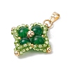 Dyed Natural Malaysia Jade & Glass Seed Beaded Woven Pendants PALLOY-MZ00365-01-3