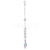 Iridescent Glass Octagon Beads & Teardrop Hanging Suncatchers HJEW-JM04768-2