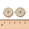 Brass Pave Colorful Cubic Zirconia Disc Connector Charms KK-Q068-52G-3