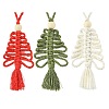 3Pcs 3 Colors Handmade Macrame Cotton Christmas Tree Pendant Decoration HJEW-JM02708-2