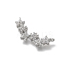 Brass Micro Pave Clear Cubic Zirconia 6 Flower Links Connector Charms KK-D431-072P-2