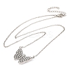 Brass & Plastic Imitation Pearl Buttefly Pendant Necklaces NJEW-F326-05P-2