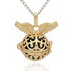 Golden Tone Brass Hollow Round Cage Pendants KK-J234-02G-1