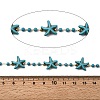 Handmade 304 Stainless Steel Synthetic Turquoise Starfish Link Chains CHS-L032-05G-02-2