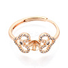 Heart Brass Micro Pave Clear Cubic Zirconia Adjustable Ring Settings KK-T076-49G-2