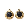 Synthetic Blue Goldstone Half Round Charms STAS-L022-399G-02-1