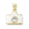 Brass Micro Pave Cubic Zirconia Enamel Camera Charms KK-L248-16G-1