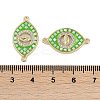 Rack Plating Brass Micro Pave Clear Cubic Zirconia Horse Eye Connector Charms KK-U032-28G-3