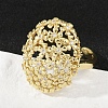 Brass Micro Pave Cubic Zirconia Adjustable Cuff Rings for Women RJEW-C129-07G-1