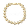 Clear Cubic Zirconia Star Link Chains Bracelet BJEW-G773-01G-4