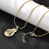 Brass Clear & Blue Cubic Zirconia Nossa Senhora Aparecida Virgin Pendant Necklaces for Women NJEW-U039-01B-G-3
