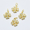 Brass Micro Pave Clear Cubic Zirconia Charms ZIRC-J040-07G-NR-1