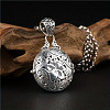 Alloy & Glass Hollow Flat Round Cage Pendant Necklaces for Diffuser Ball LS-FS-WGCD084-01-4