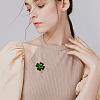 1Pc Clover Alloy Rhinestone Lapel Pins for Backpack Clothes JEWB-TADJ0001-07-6