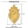 304 Stainless Steel with Rhinestone Pendants STAS-OY005-04G-2