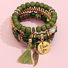 Bohemin Style Natural Moon and Star Xingyue Bodhi Beads Stretch Bracelet Set WG2BA1D-07-1