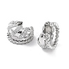 Rack Plating Brass Micro Pave Cubic Zirconia Cuff Earrings for Women KK-Z038-24P-2