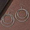 Electroplated 304 Stainless Steel Flat Round Dangle Earrings LS-EJEW-Z129-09P-2