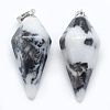Natural Zebra Jasper Pointed Pendants KK-E757-F-03P-1