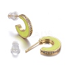 Brass Micro Pave Clear Cubic Zirconia Half Hoop Earrings EJEW-L231-64D-3