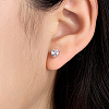 Rhodium Plated Sterling Silver Heart Stud Earrings FR3170-3