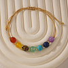 Chakra Natural Tiger Eye & Lapis Lazuli & Carnelian & Amethyst & Citrine & Green Aventurine & Synthetic Turquoise Round Beads Braided Bead Bracelets for Women WD1381-3