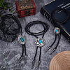 3Pcs 3 Styles Alloy Pave Resin Imitation Gemstone Flower Oval Pendant Bolo Tie Lariat Necklaces NJEW-CL0001-08-4