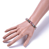 Natural Labradorite & Strawberry Quartz Chip Stretch Bracelets BJEW-JB04490-01-3